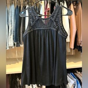 Pixley Cutout Black Tank Top